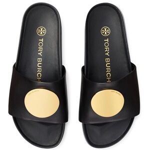 Tory Burch Black and Gold Wedges
